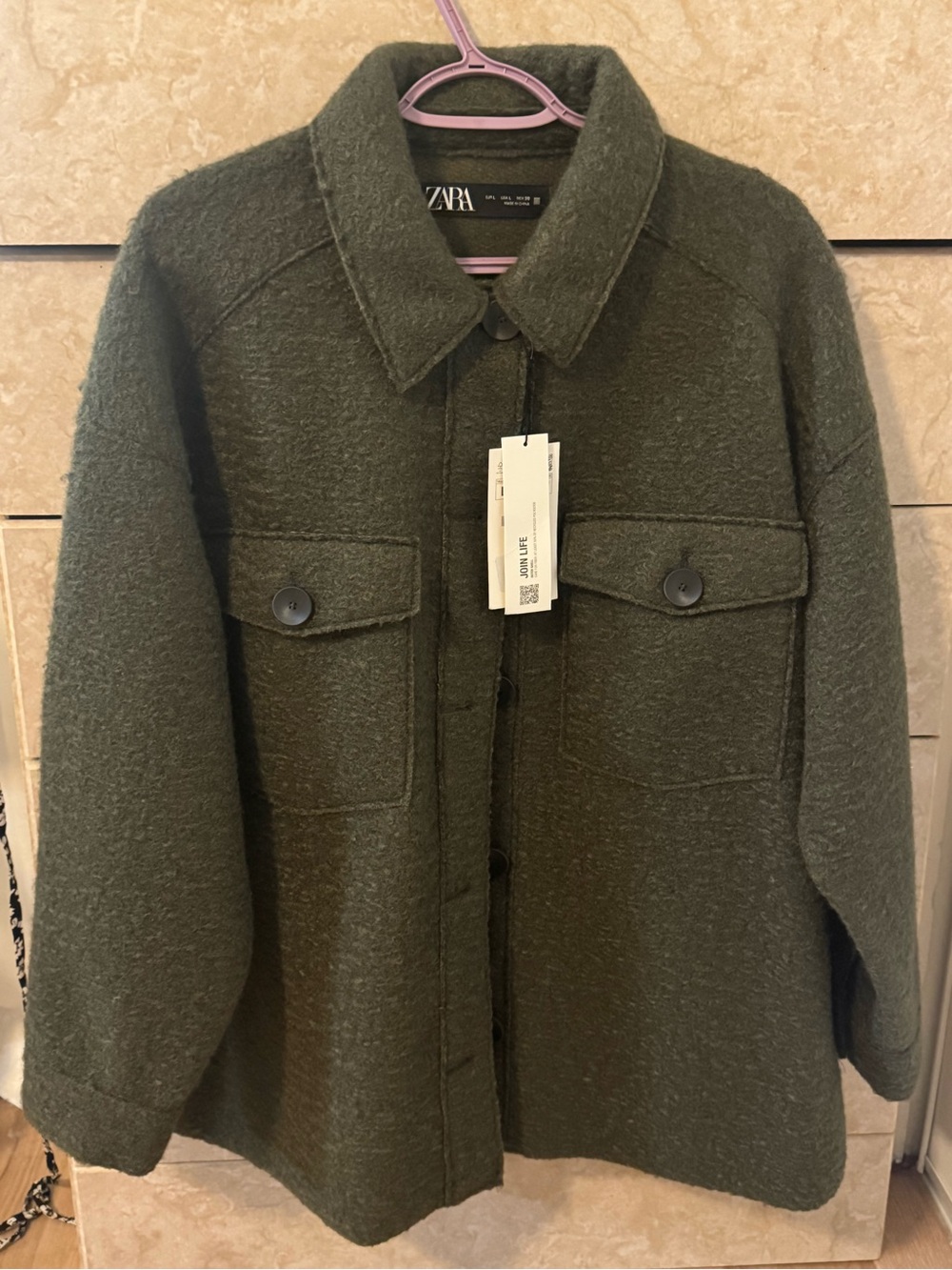 ZARA Oversized Green Soft Shacket Jacket
